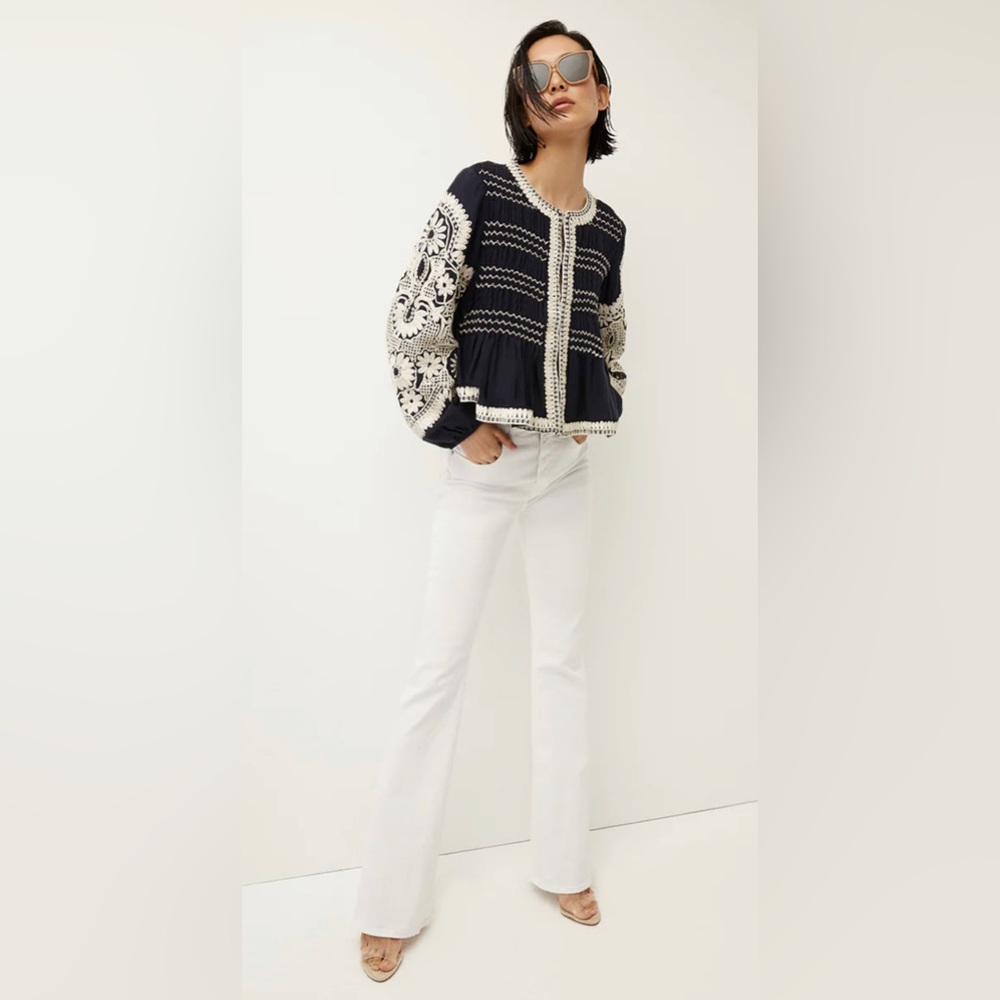 Veronica Beard Dorian embroidered shirred cotton and linen blend voile jacket